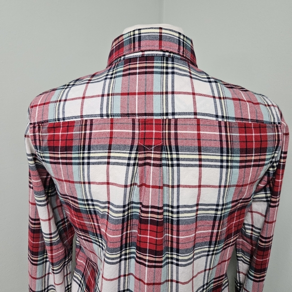 Banana Republic Womens Long Sleeve Plaid Button Down Shirt Red Small Academia - Picture 6 of 8